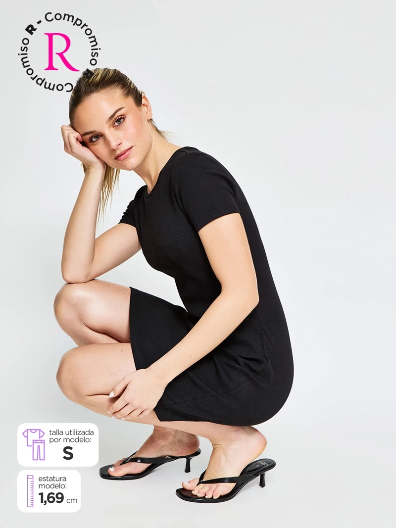 VESTIDO MUJER INDEX ALGODÓN CORTO BÁSICO