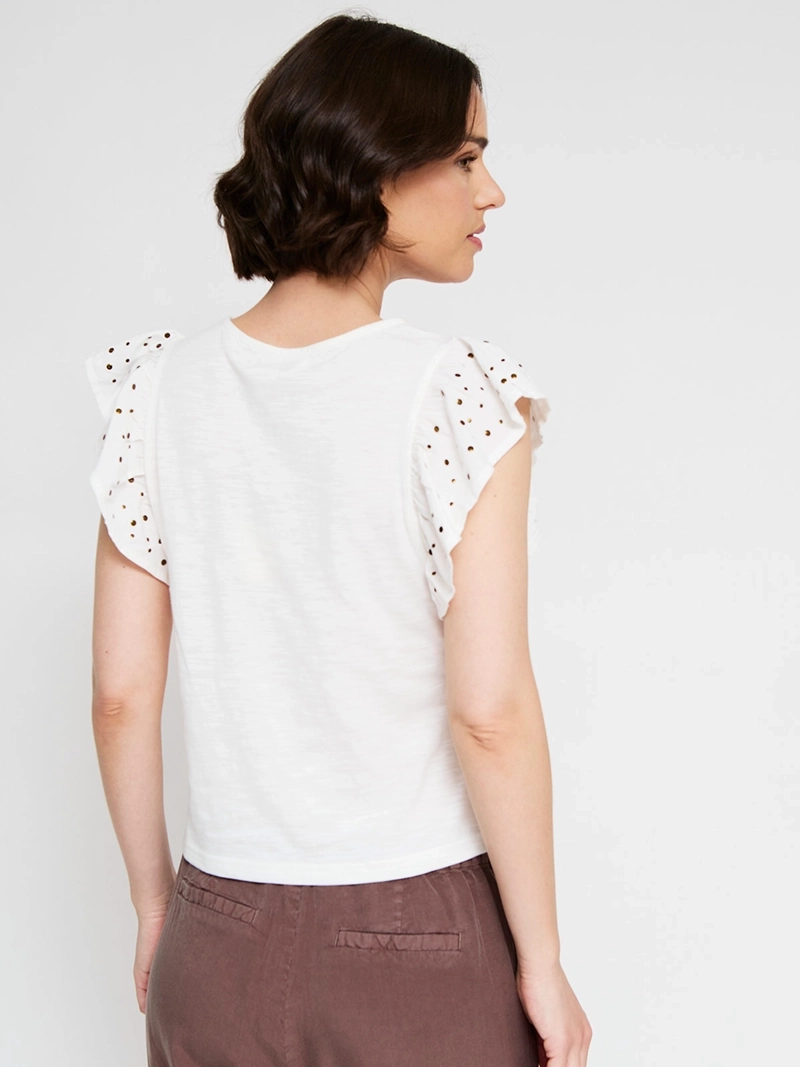 POLERA MUJER TATIENNE ALGODÓN MANGA CORTA VUELO - 2