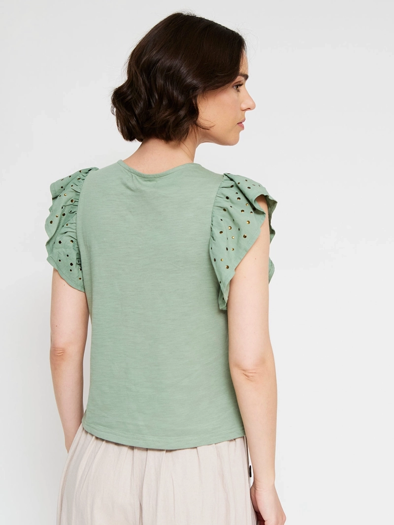 POLERA MUJER TATIENNE ALGODÓN MANGA CORTA VUELO - 2
