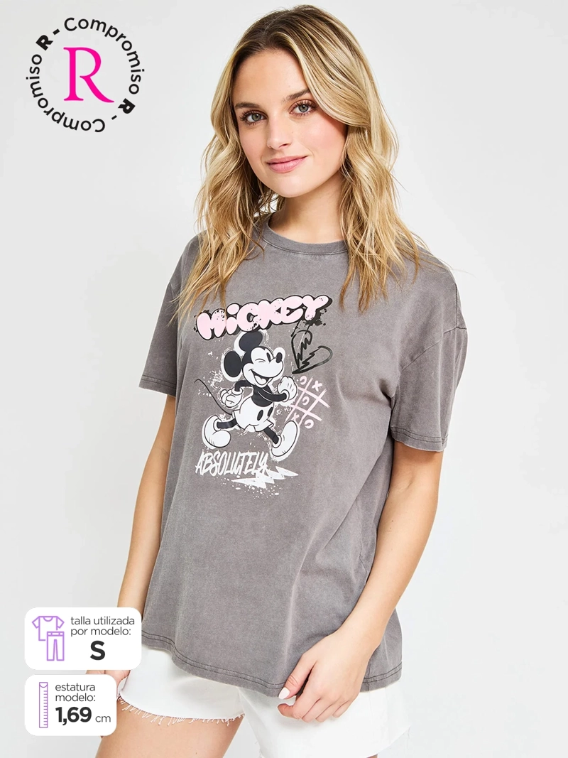 POLERA MUJER INDEX ALGODÓN MANGA CORTA MICKEY