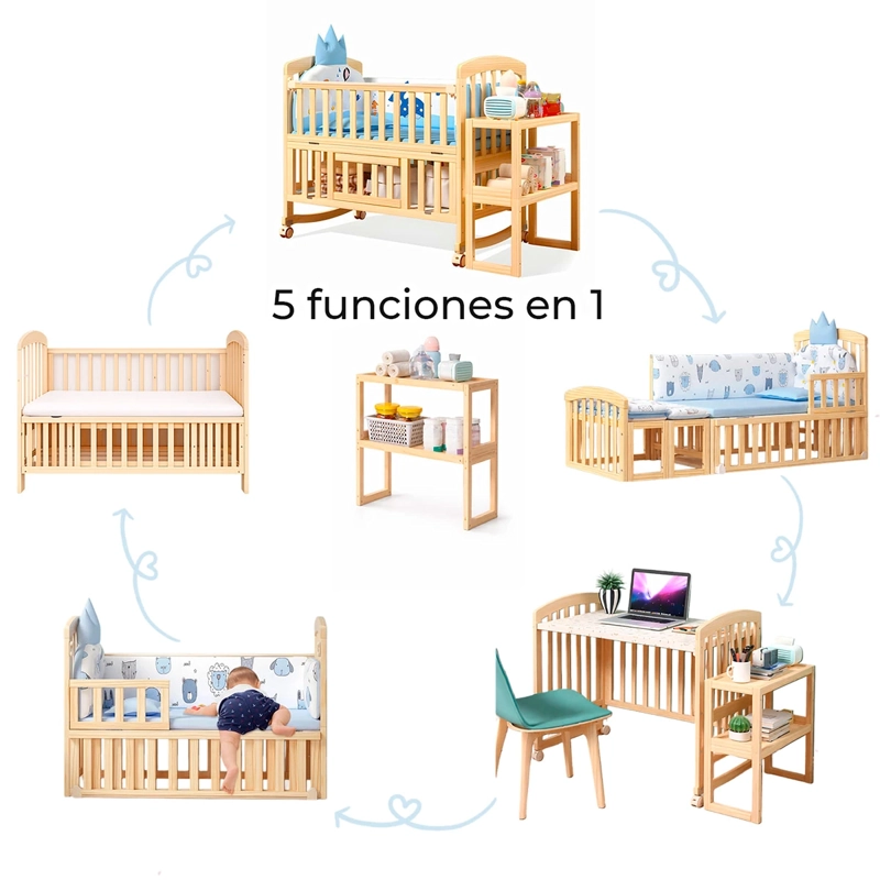 CUNA KIDSCOOL EVOLUTIVA MADERA 5 EN 1 CONVERT - 10