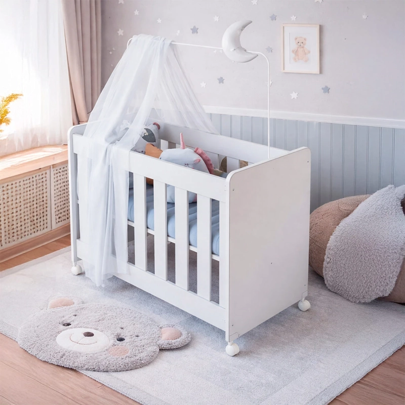 MINI CUNA KIDSCOOL 4 EN 1 CON COLCHÓN BLANCO - 3