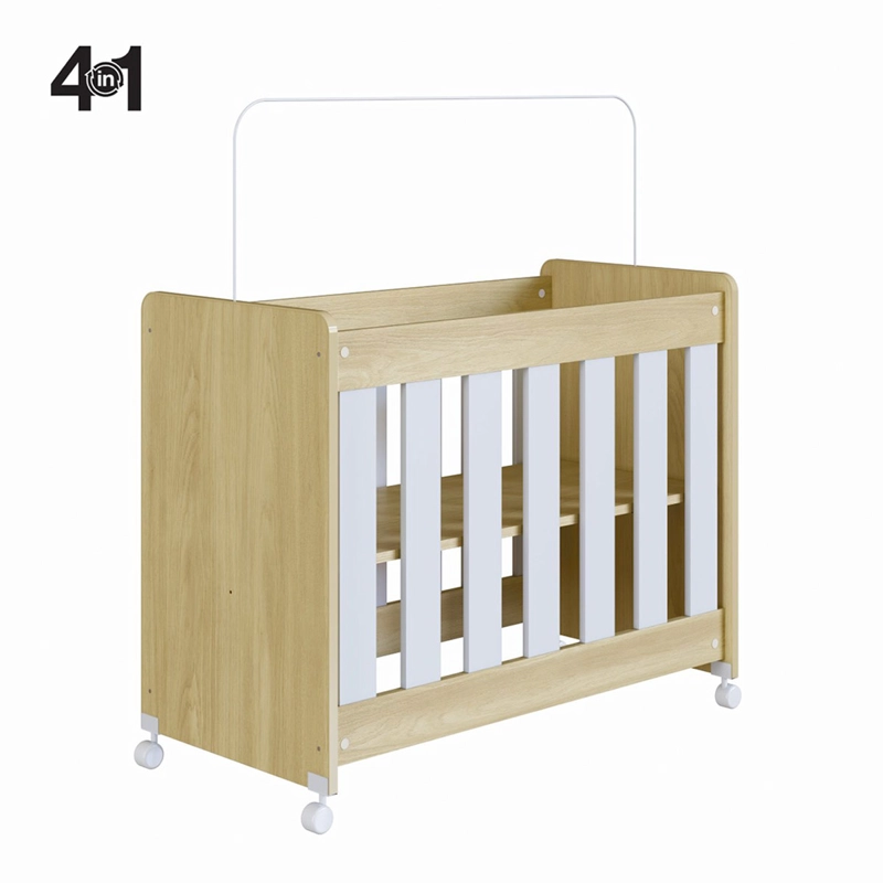 MINI CUNA KIDSCOOL 4 EN 1 CON COLCHÓN ROBLE