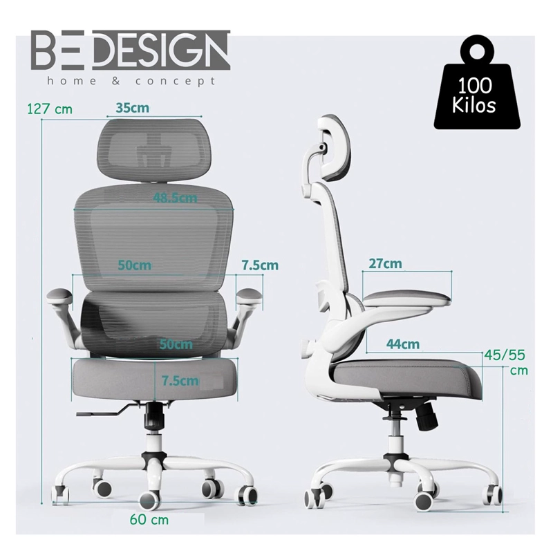 SILLA ESCRITORIO BE DESIGN PRO 100KG GRIS - 4