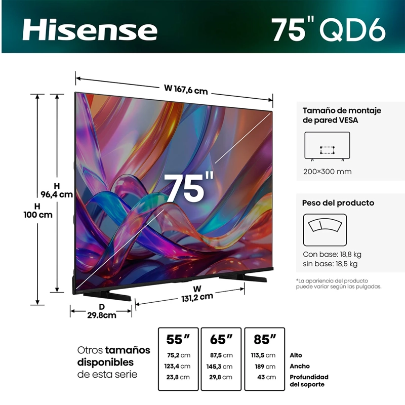 SMART TV HISENSE QLED 4K UHD 75” 75QD68SG - 3
