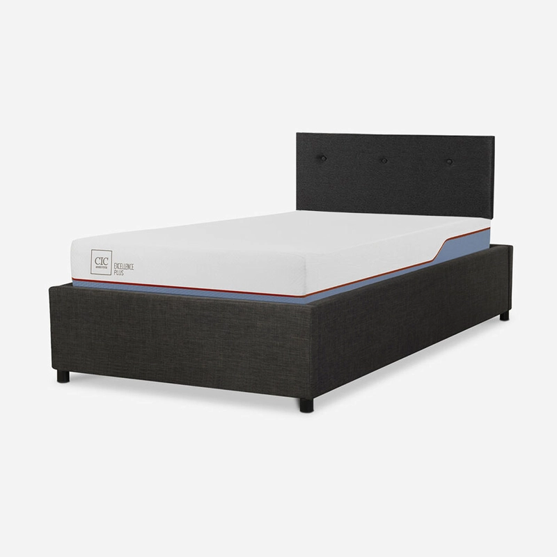 CAMA EUROPEA CIC EXCELLENCE PLUS SPACE BOX 1.5 PLAZAS + RESPALDO NEGRO - 1