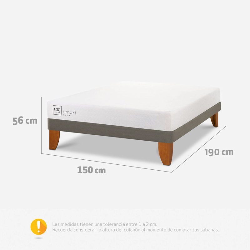 CAMA EUROPEA CIC SMART LITE 2 PLAZAS GRIS - 3