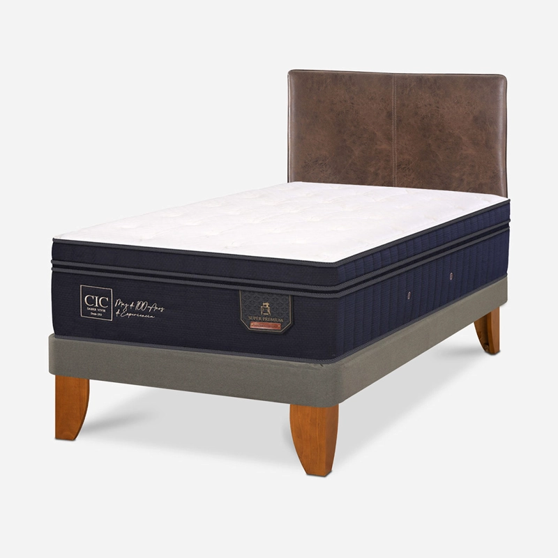 CAMA EUROPEA CIC SUPER PREMIUM 1.5 PLAZAS + RESPALDO CAFÉ - 1