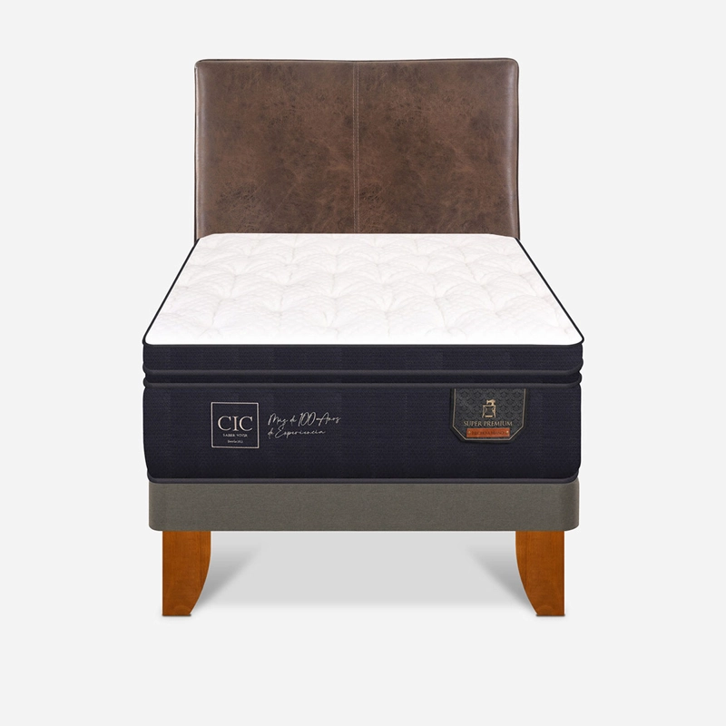 CAMA EUROPEA CIC SUPER PREMIUM 1.5 PLAZAS + RESPALDO CAFÉ - 2
