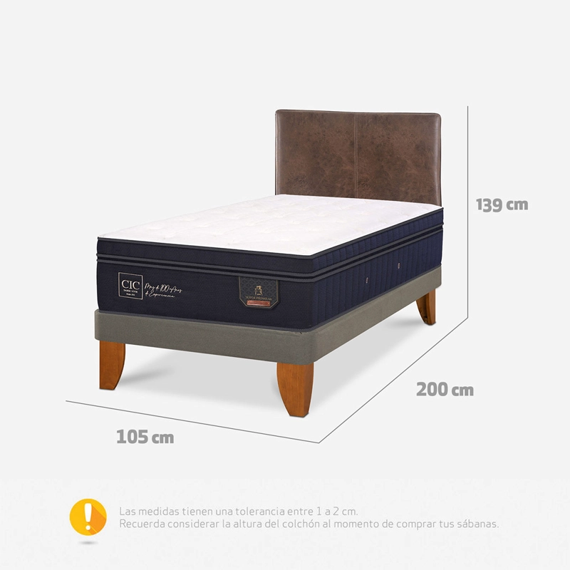 CAMA EUROPEA CIC SUPER PREMIUM 1.5 PLAZAS + RESPALDO CAFÉ - 3