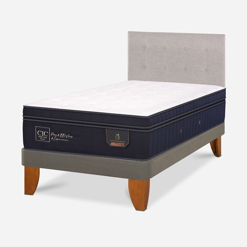 CAMA EUROPEA CIC SUPER PREMIUM 1.5 PLAZAS + RESPALDO GRIS - 1