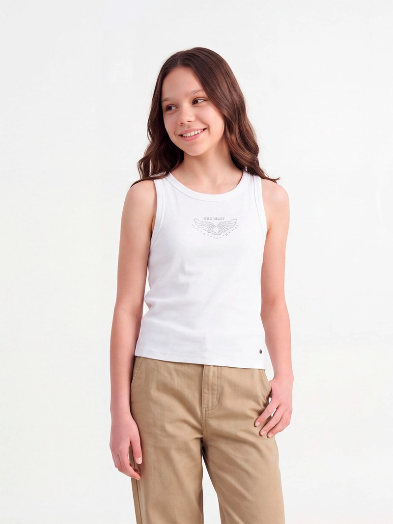 POLERA NIÑA INDEX TEEN ALGODÓN SIN MANGAS TACHAS