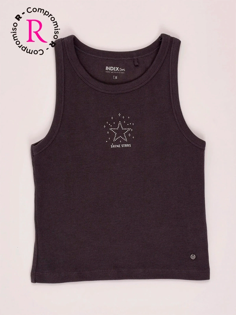 POLERA NIÑA INDEX TEEN ALGODÓN SIN MANGAS TACHAS - 1