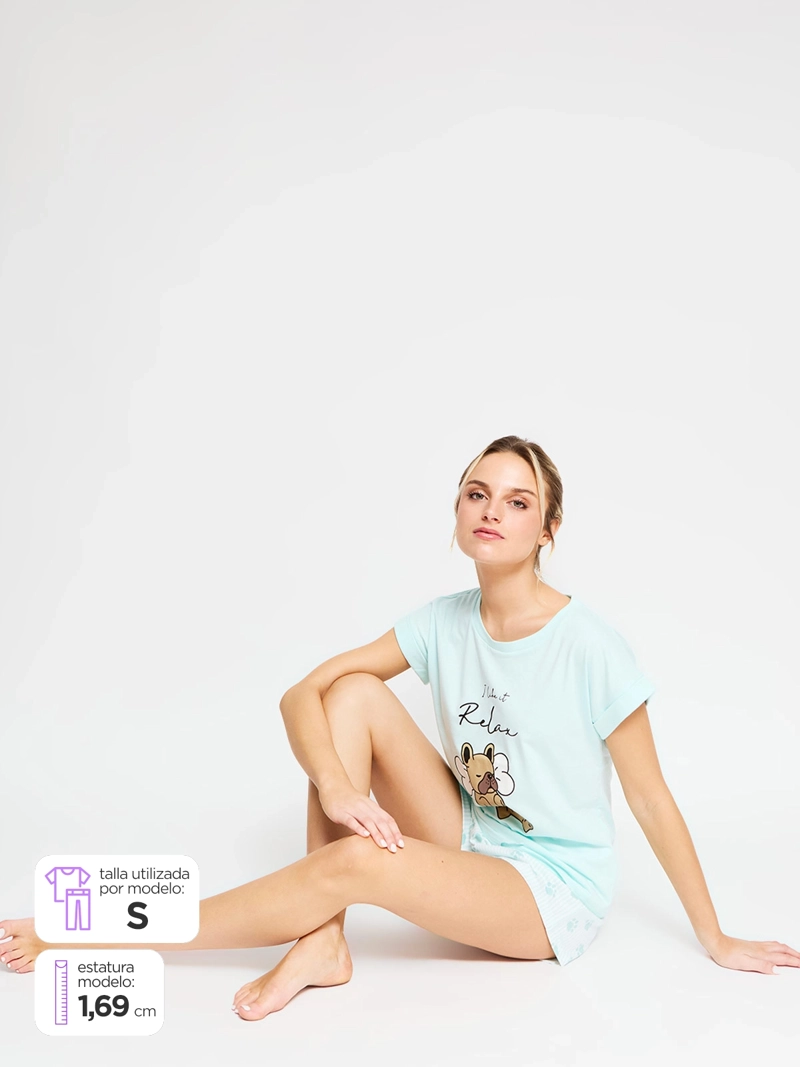 PIJAMA MUJER INDEX MANGA CORTA + CAJA DE REGALO - 1