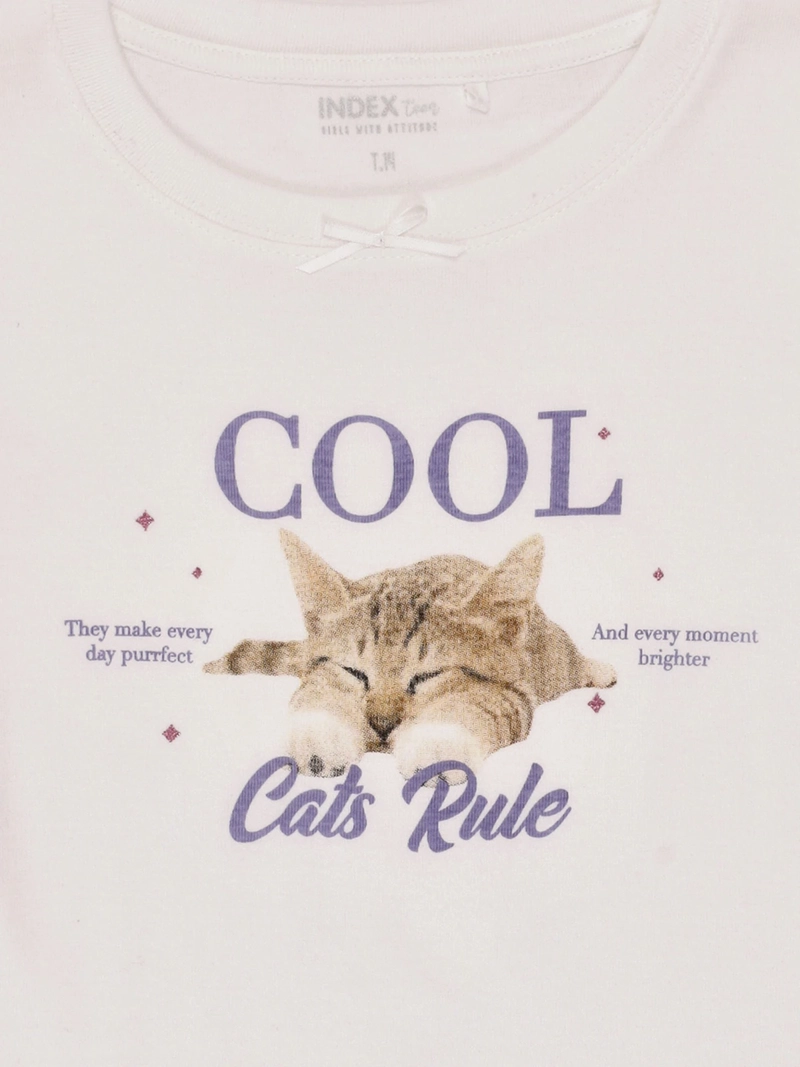 POLERA NIÑA INDEX TEEN ALGODÓN MANGA CORTA RIB ESTAMPADA - 3