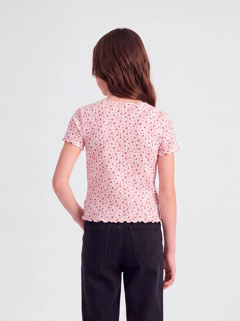 POLERA NIÑA INDEX TEEN ALGODÓN MANGA CORTA RIB PRINT - 2
