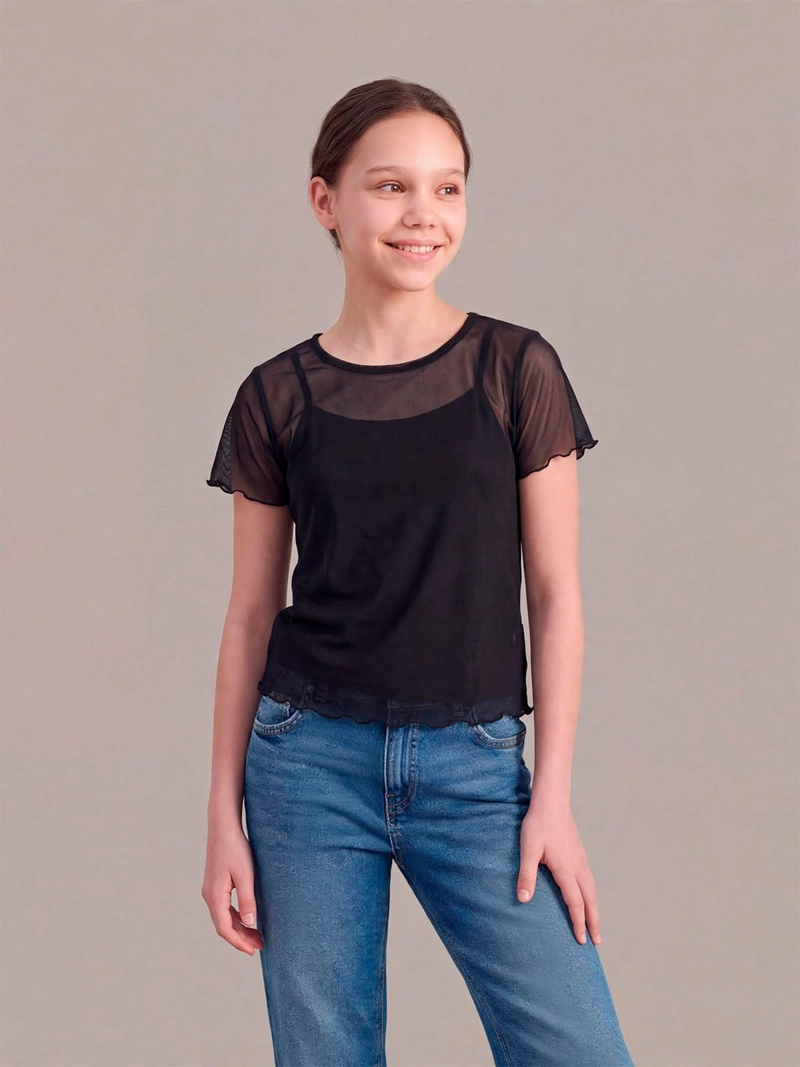 POLERA NIÑA INDEX TEEN MANGA CORTA MESH FIESTA
