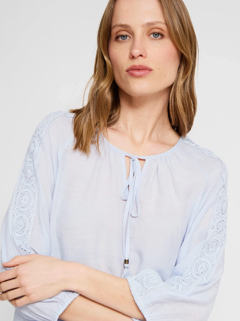 BLUSA MUJER AZIZ MANGA 3/4 MACRAMÉ - 3
