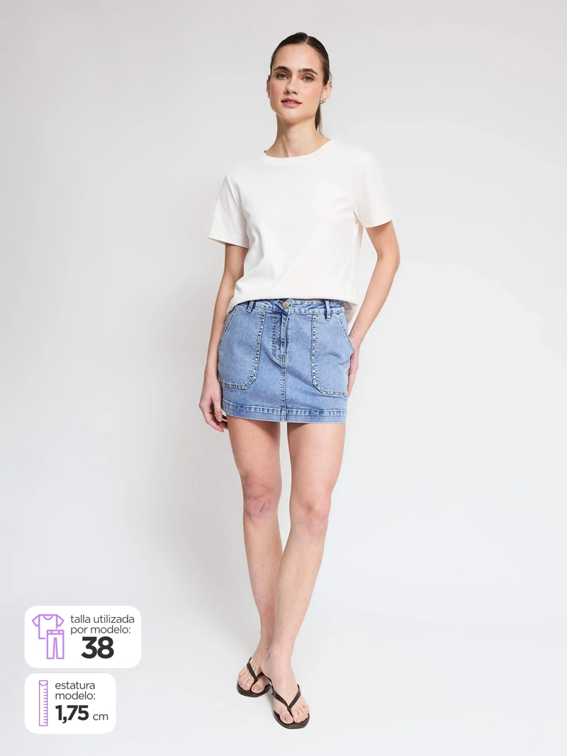 FALDA SHORT MUJER BARBADOS ALGODÓN TACHAS