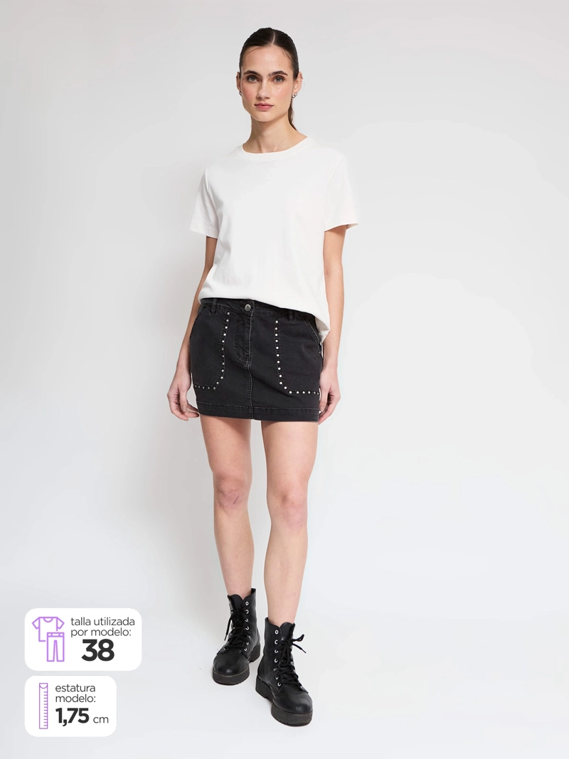 FALDA SHORT MUJER BARBADOS ALGODÓN TACHAS