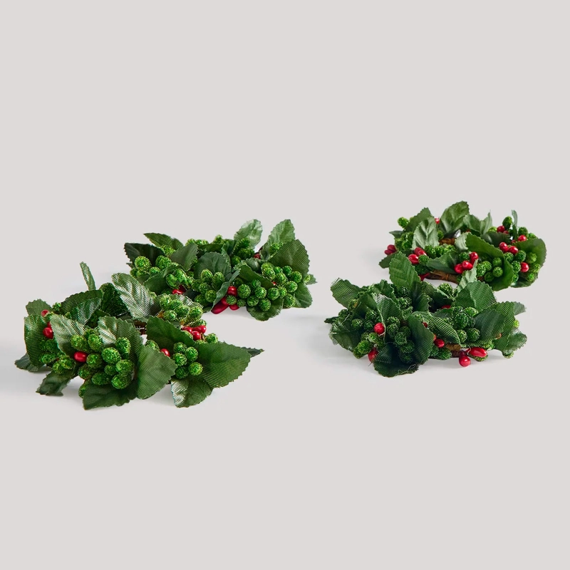 SET X4 PORTA SERVILLETAS RIPLEY HOME CORONA NAVIDAD VERDE - 2