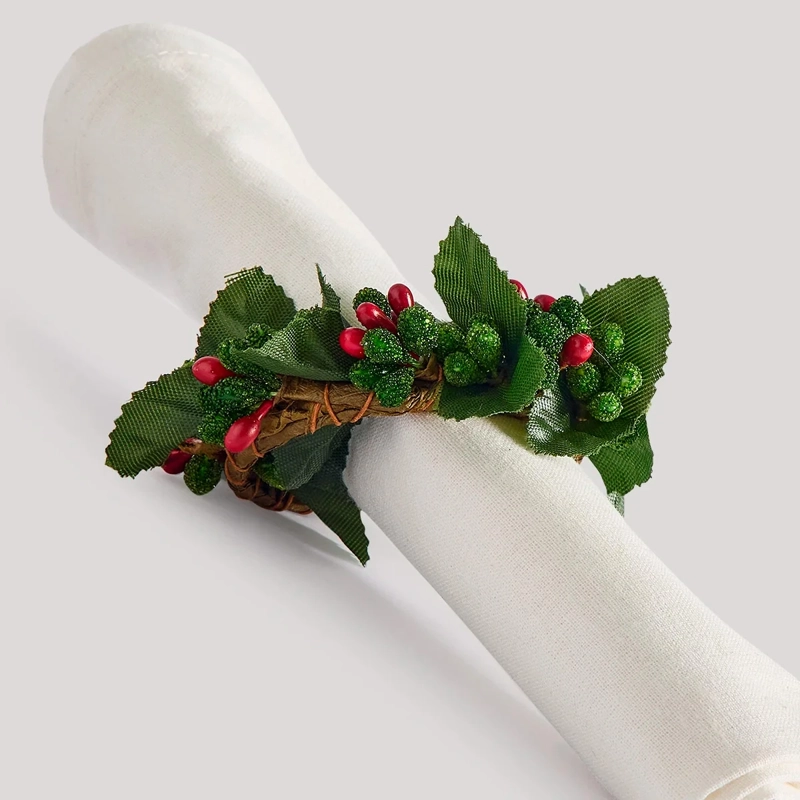 SET X4 PORTA SERVILLETAS RIPLEY HOME CORONA NAVIDAD VERDE - 3