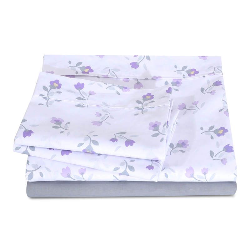 JUEGO DE SÁBANAS ANDES FLORES 144 HILOS 1 PLAZA LILA - 4