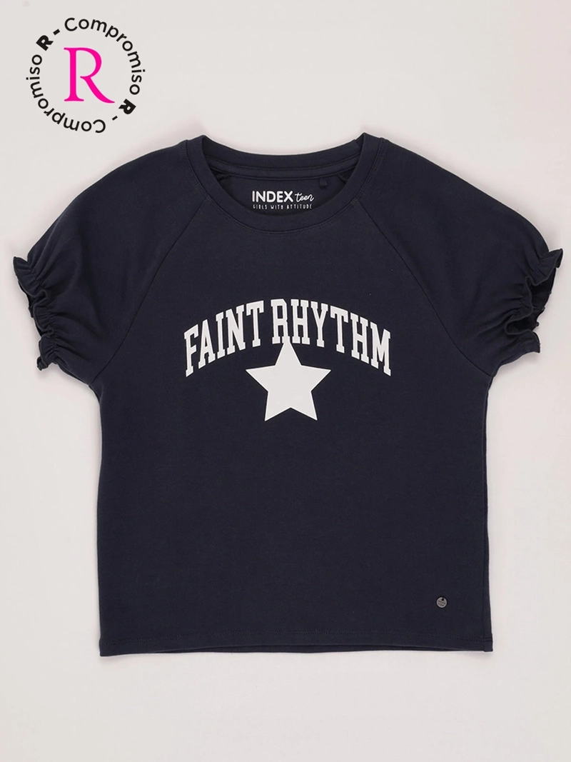 POLERA NIÑA INDEX TEEN ALGODÓN MANGA CORTA GLOBO