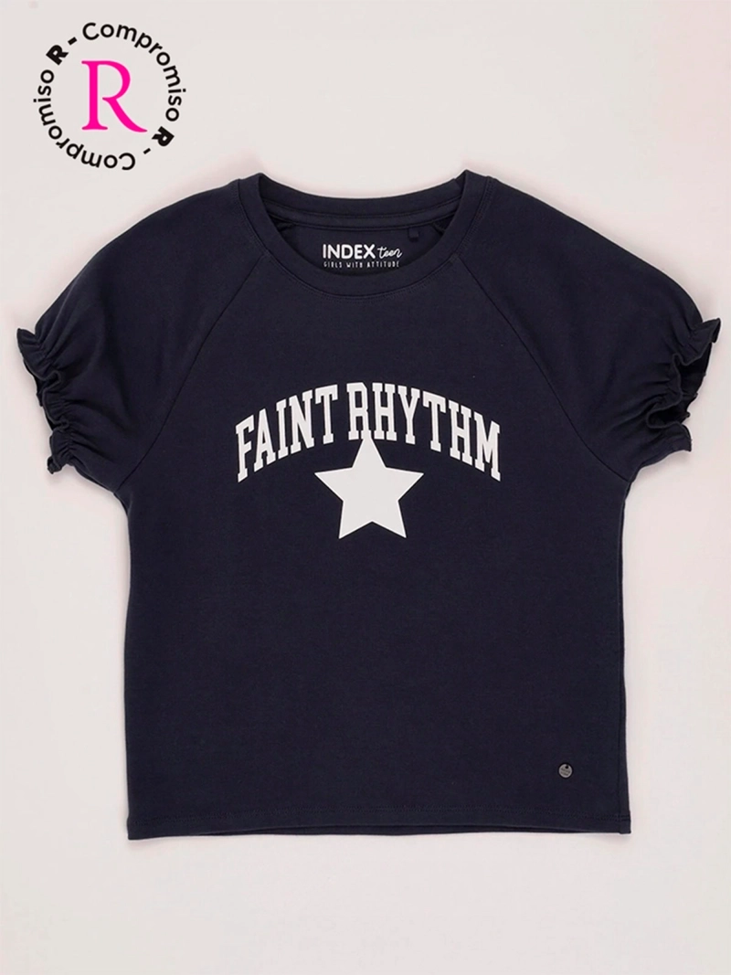 POLERA NIÑA INDEX TEEN ALGODÓN MANGA CORTA GLOBO - 1