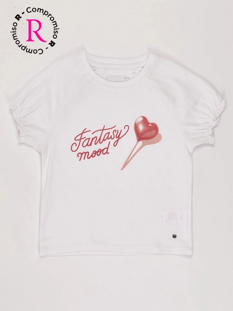 POLERA NIÑA INDEX TEEN ALGODÓN MANGA CORTA GLOBO - 1