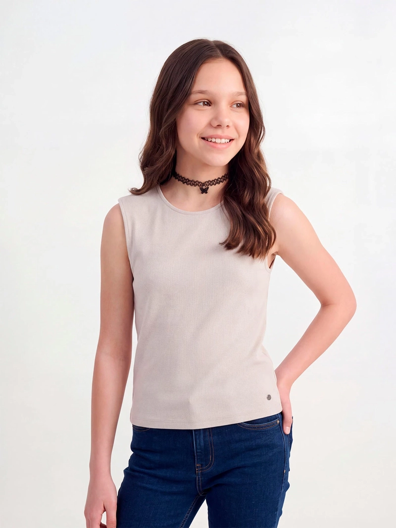 POLERA NIÑA INDEX TEEN SIN MANGAS NUDOS ESPALDA CON CHOKER - 1