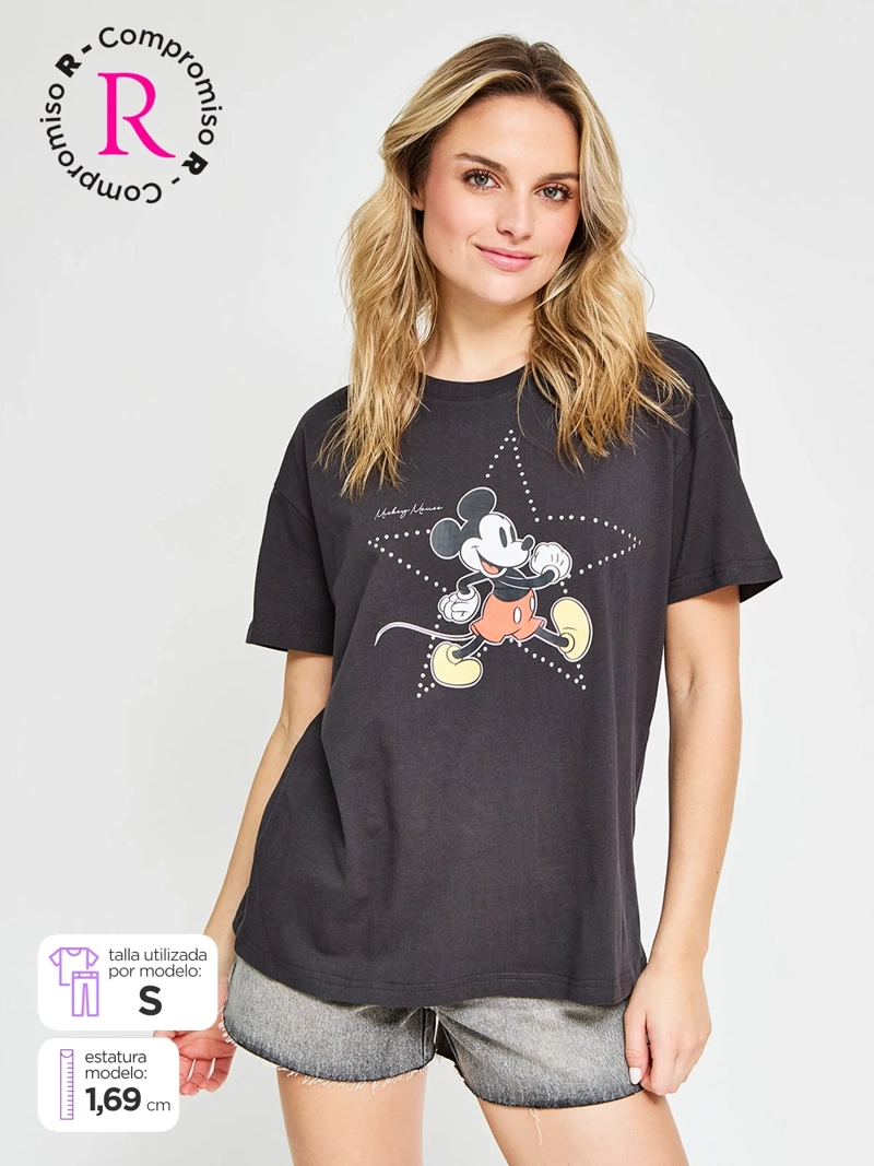 POLERA MUJER INDEX ALGODÓN MANGA CORTA MICKEY