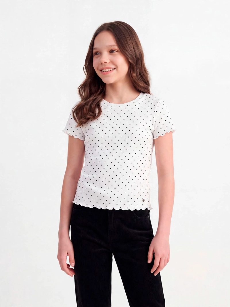 POLERA NIÑA INDEX TEEN ALGODÓN MANGA CORTA RIB PRINT - 1