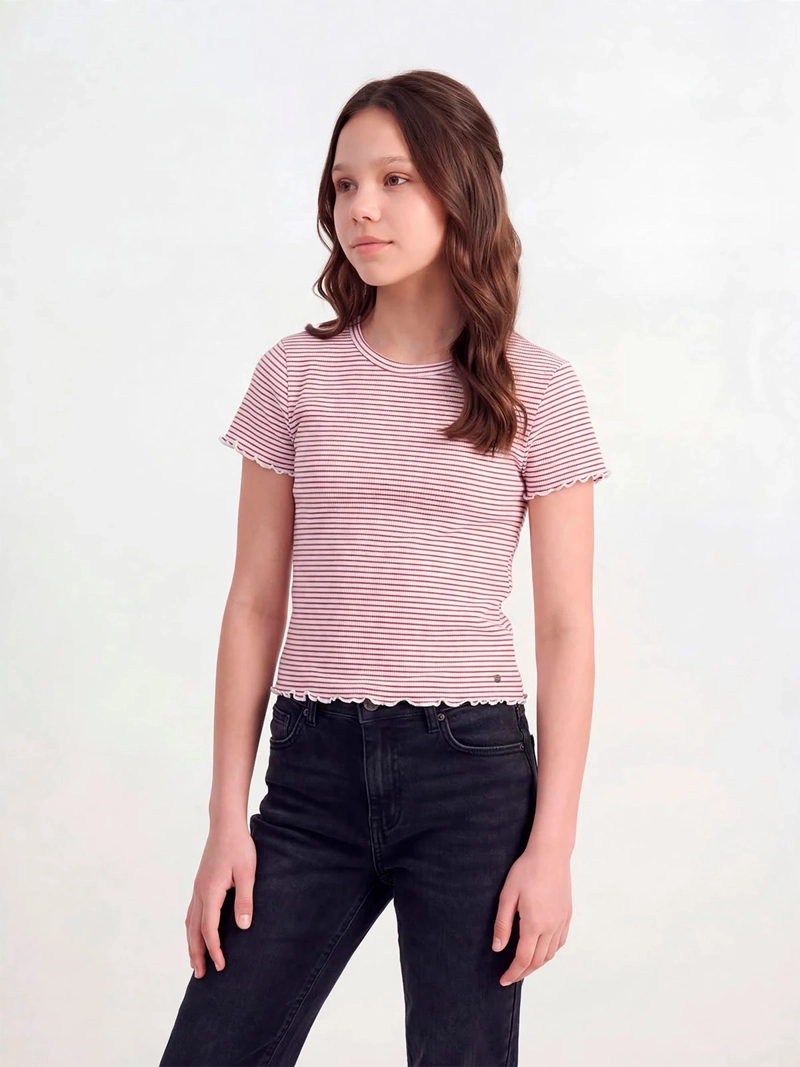 POLERA NIÑA INDEX TEEN ALGODÓN MANGA CORTA RIB PRINT