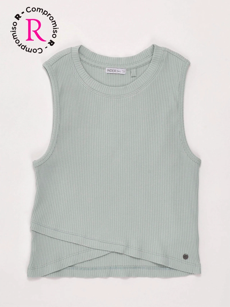 POLERA NIÑA INDEX TEEN ALGODÓN SIN MANGAS PRETINA CRUZADA - 3