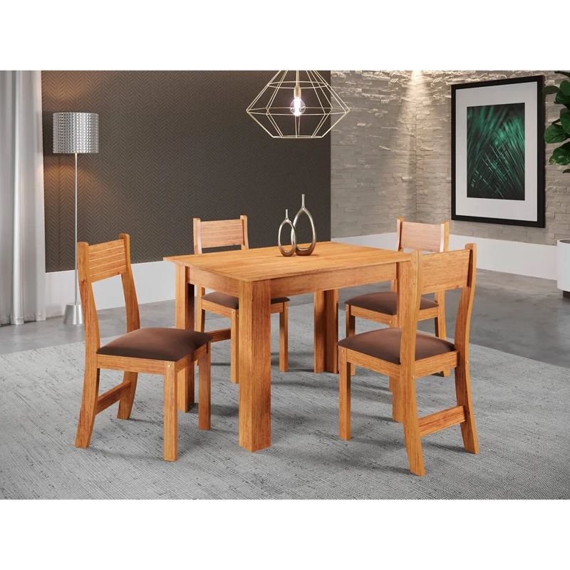 JUEGO DE COMEDOR ALTAVISION FLORENCIA 4 SILLAS MIEL/CAFÉ