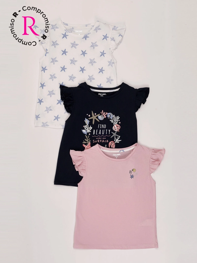 PACK X3 POLERA NIÑA HARVEST ALGODÓN SIN MANGAS - 1
