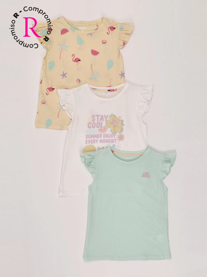 PACK X3 POLERA NIÑA HARVEST ALGODÓN SIN MANGAS