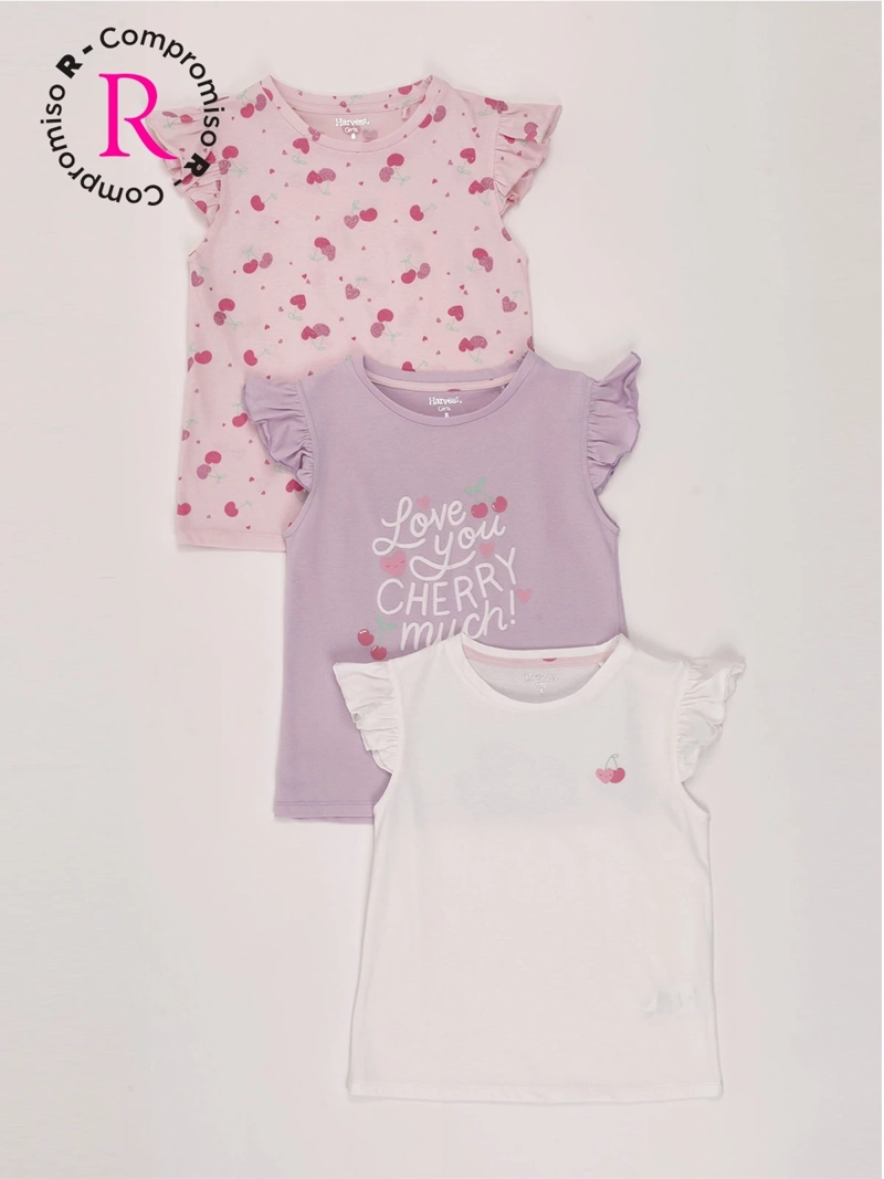 PACK X3 POLERA NIÑA HARVEST ALGODÓN SIN MANGAS - 1