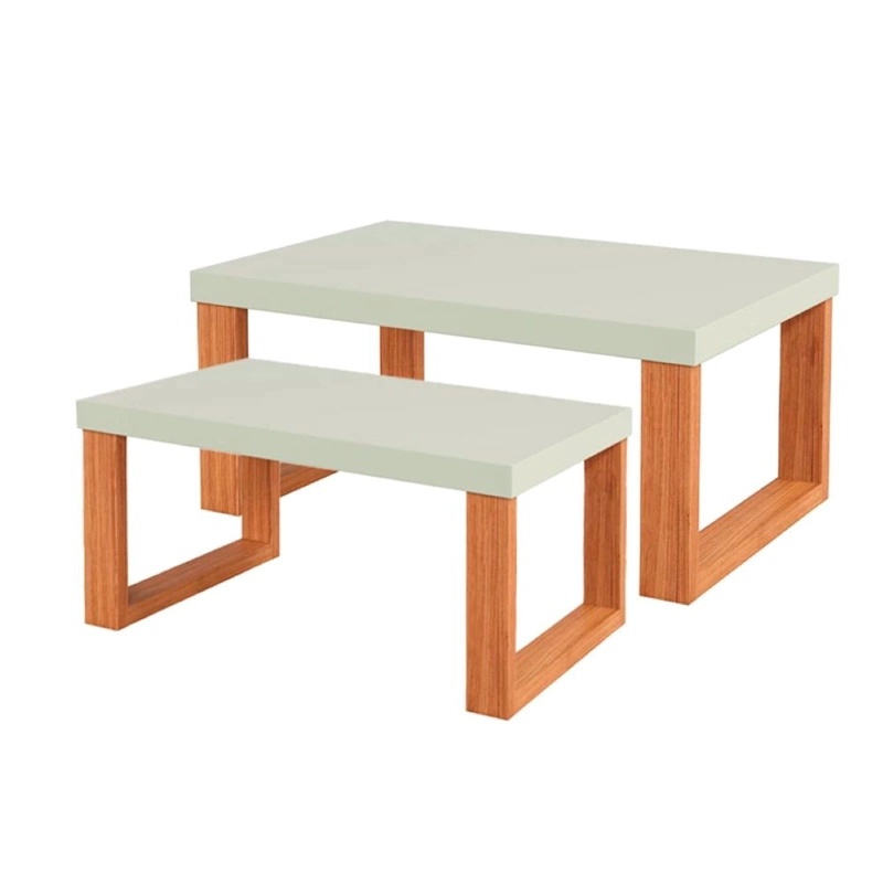 MESA DE CENTRO ROCA YULTON DOBLE BLANCO/CANELA - 2