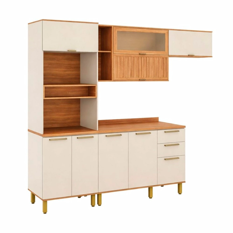 MUEBLE DE COCINA ROCA CASTAÑA 4 MÓDULOS CANELA/ARENA - 2