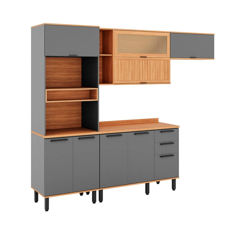 MUEBLE DE COCINA ROCA CASTAÑA 4 MÓDULOS CANELA/CENIZA - 2