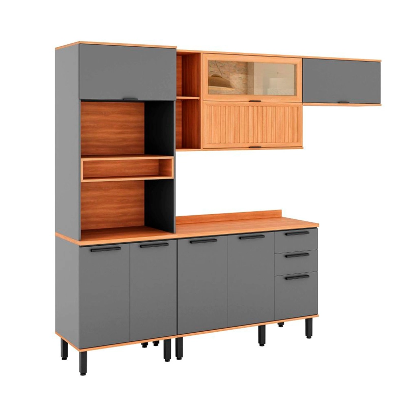 MUEBLE DE COCINA ROCA CASTAÑA 4 MÓDULOS CANELA/CENIZA - 3