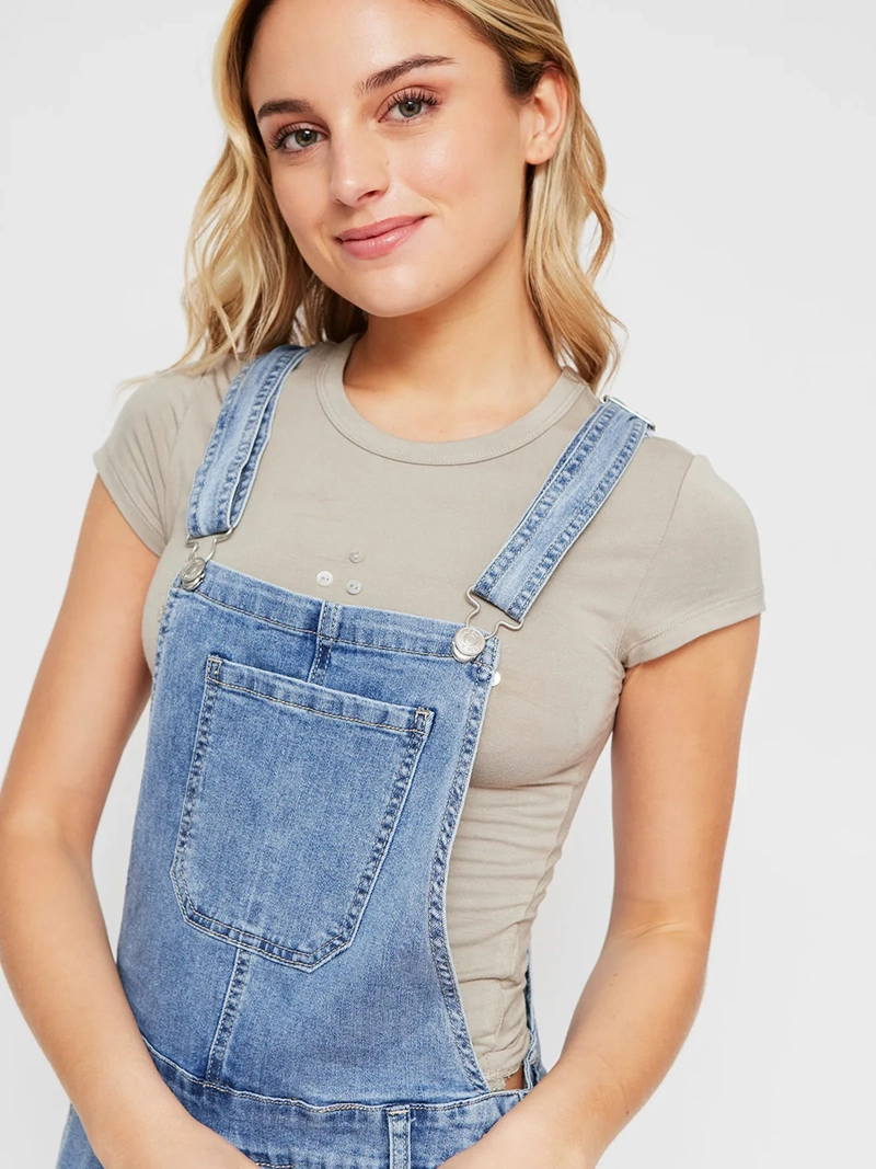 JARDINERA MUJER INDEX ALGODÓN CORTA DENIM - 3