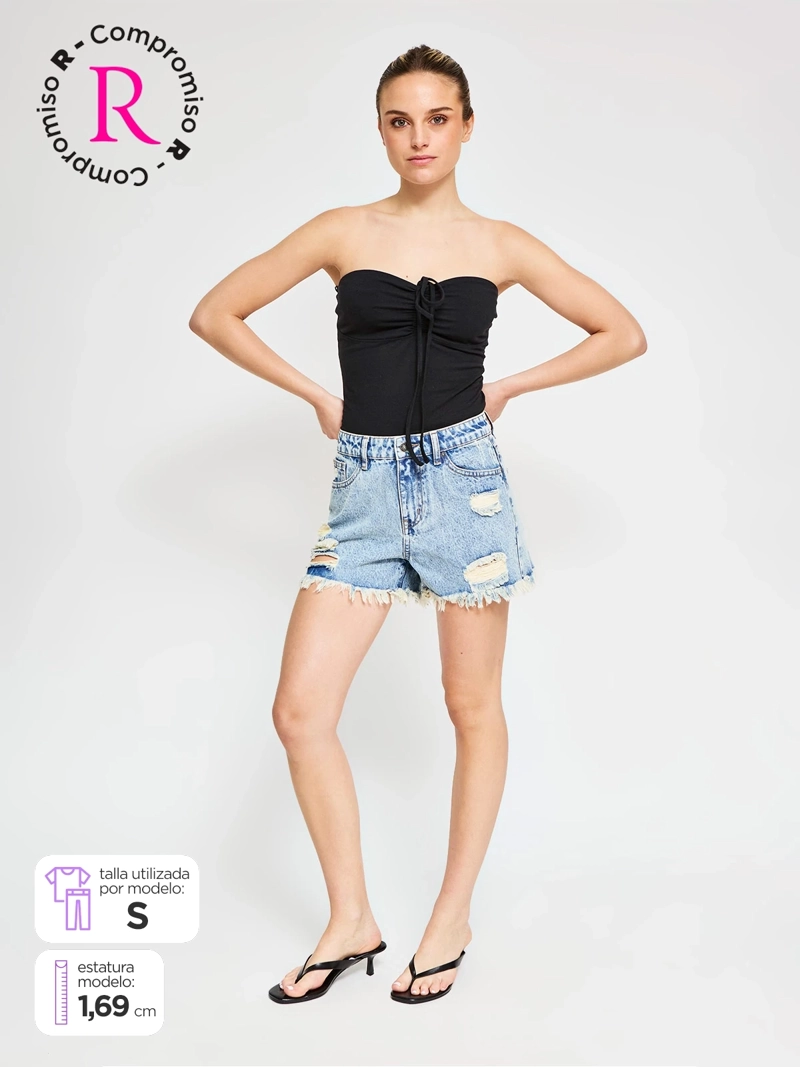 SHORT MUJER INDEX ALGODÓN DENIM - 1