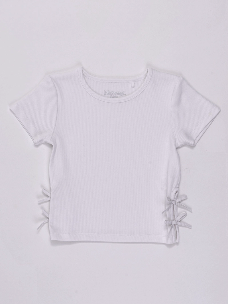 POLERA NIÑA HARVEST MANGA CORTA ALGODÓN CON LAZOS - 1