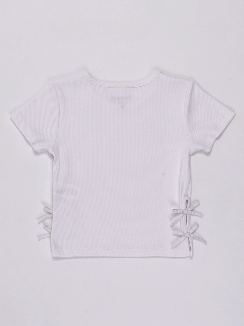 POLERA NIÑA HARVEST MANGA CORTA ALGODÓN CON LAZOS - 2