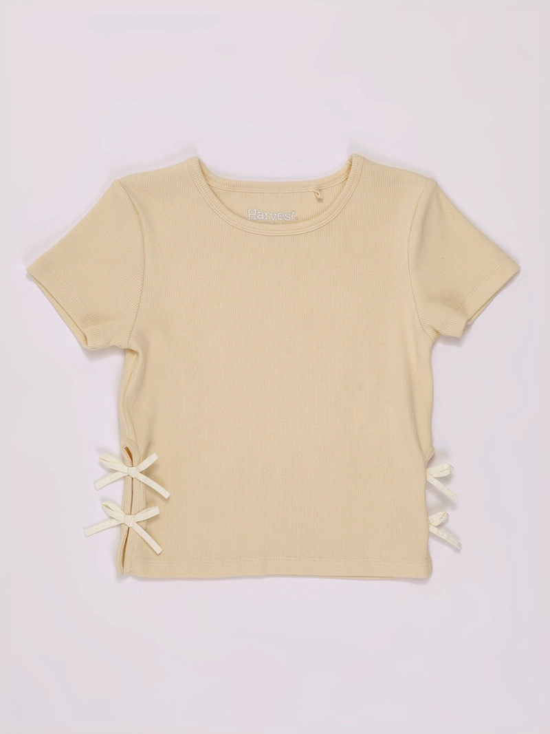POLERA NIÑA HARVEST MANGA CORTA ALGODÓN CON LAZOS