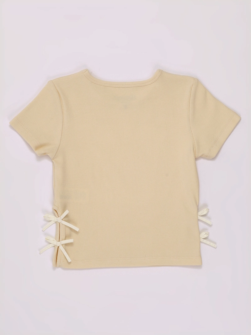POLERA NIÑA HARVEST MANGA CORTA ALGODÓN CON LAZOS - 2