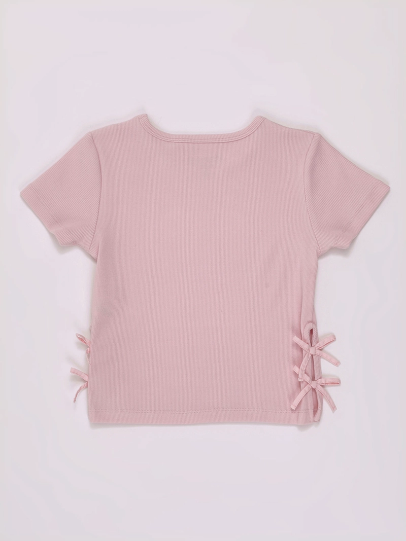 POLERA NIÑA HARVEST MANGA CORTA ALGODÓN CON LAZOS - 2